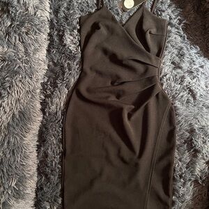 Boohoo Black Ribbed Bodycon Midi Dress